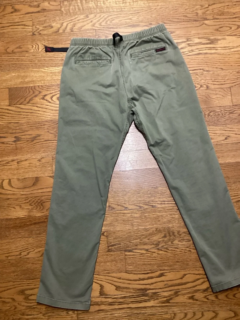 Men's Olive Chino Pants with Built-In Web Belt